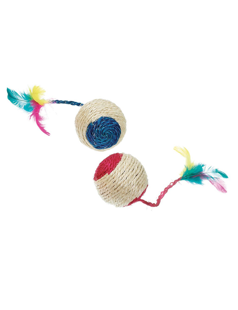 Sisal Spielball mit Feder und Rassel